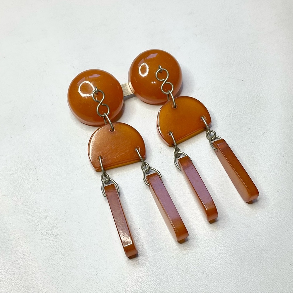 Vintage Butterscotch Amber Long Dangle Brooch